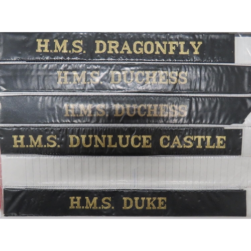 30 - Collection Of 94 Post War Royal Navy Cap Tallies
including HMS Daedalus ... HMS Dark Hero ... HMS De... 