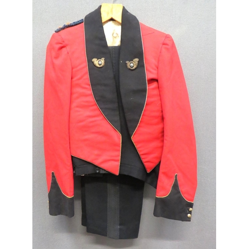 307 - Post 1901 KOYLI Officer's Mess Uniform
consisting scarlet mess jacket.  Black, turn back collar with... 