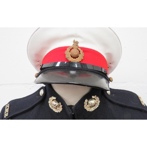 317 - Royal Marines Number 1 Dress Uniform And Hats
consisting dark blue, single breasted, high collar tun... 