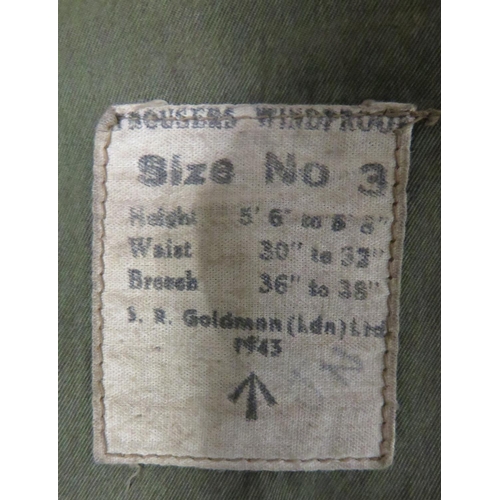 327 - WW2 Dated Camouflage Windproof Trousers
green, brown and tan cotton over trousers.  Left of fro... 