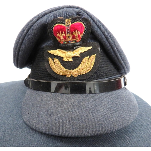 367 - 7 x Royal Air Force Post War Caps
consisting blue grey example with QC bullion badge ... 3 x white t... 