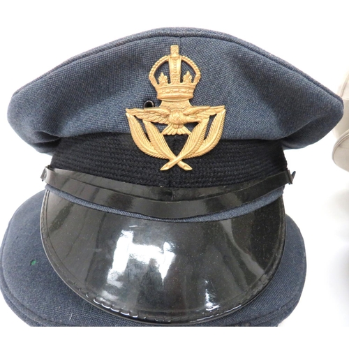 367 - 7 x Royal Air Force Post War Caps
consisting blue grey example with QC bullion badge ... 3 x white t... 