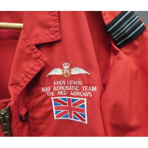 370 - Red Arrows Aerobatic Team Squadron Leader's Flying Overalls
red cotton, full flying overall.  Front ... 