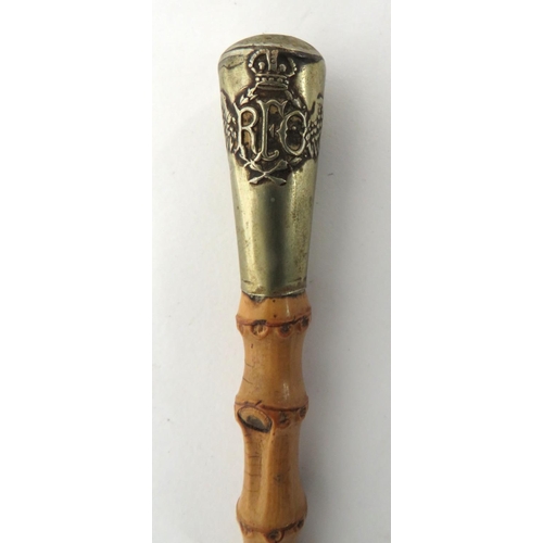 375 - Royal Flying Corps Swagger Stick
white metal, thimble top with embossed RFC pilot's wings.  Thin bam... 