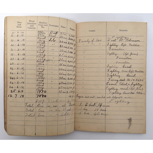 387 - WW1 RFC Air Gunners & Later Pilots Log Book & Ephemera.Recording the Royal Flying Corps serv... 