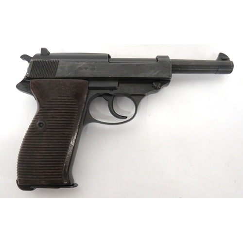 407 - Deactivated WW2 Dated Matching Serial Number P38 Auto Pistol
9 mm, 5 inch, blued barrel.  Front blad... 