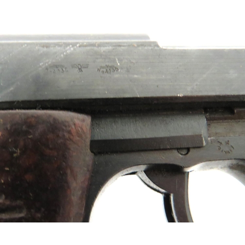 407 - Deactivated WW2 Dated Matching Serial Number P38 Auto Pistol
9 mm, 5 inch, blued barrel.  Front blad... 