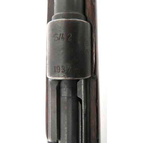 410 - Deactivated Third Reich German K98 Rifle
7.92 mm, 23 3/4 inch, blackened barrel.  Front blade sight ... 