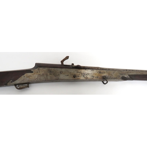 418 - 19th Century Indian Matchlock Musket
52 1/2 inch, smoothbore barrel.  Flared out muzzle.  ... 