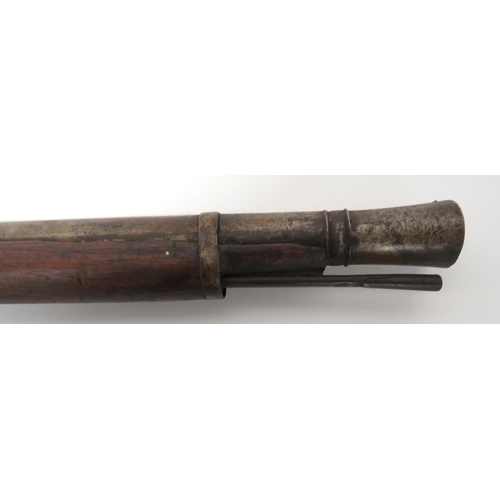 418 - 19th Century Indian Matchlock Musket
52 1/2 inch, smoothbore barrel.  Flared out muzzle.  ... 