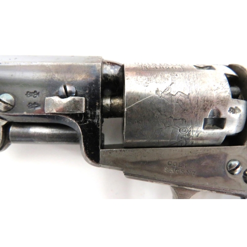 425 - Cased M1849 Percussion London Colt Pocket Revolver
.31 cal, 4 inch, blued, octagonal barrel.  F... 