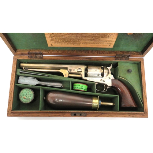 Cased M1851 London Proofed Plated Navy Percussion Revolver .36 cal, 7 1 ...