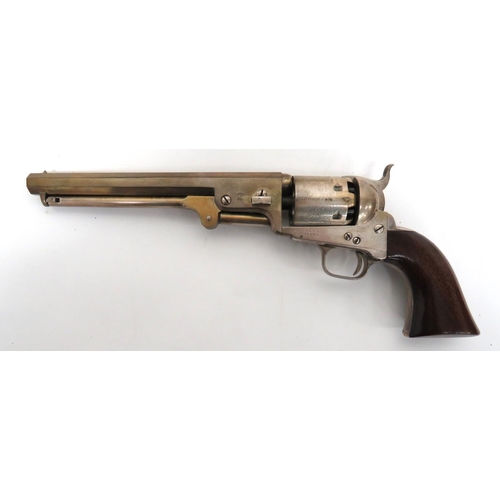 426 - Cased M1851 London Proofed Plated Navy Percussion Revolver
.36 cal, 7 1/2 inch, silvered plated, oct... 