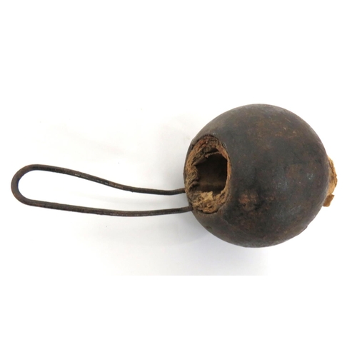 435 - WW1 Inert Austrian/German Stick Ball Grenade
cast iron, ball body.  Central filling hole.  Steel wir... 