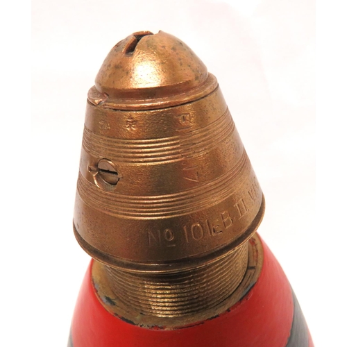 448 - British 5 Inch Shell Head
well restored shell head. Black painted body with red upper rings.  Lower ... 