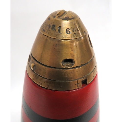 449 - WW1 British 5 Inch Shell Head
well restored shell head.  Black painted body with red upper rings.  L... 