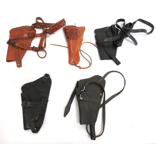 459 - 5 x Colt Auto Pistol Holsters
consisting 3 x black leather, open top, shoulder holsters.  Front... 