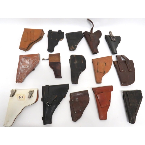 460 - 15 x Various Auto Pistol Leather Holsters
mostly for continental, small automatic pistols.  Inc... 