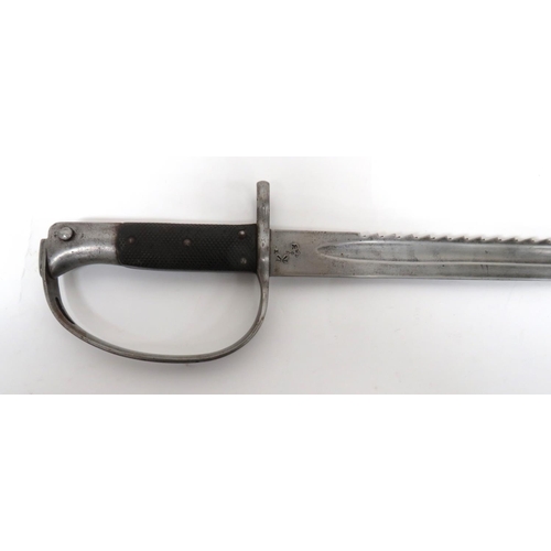 462 - British P1879 Artillery Sawback Bayonet
25 3/4 inch, single edged blade.  Rear sawback edge. &n... 