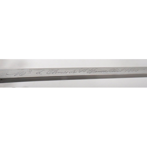 467 - French M1874 Gras Bayonet
20 1/2 inch, single edged, T section blade.  Rear edge with maker's d... 