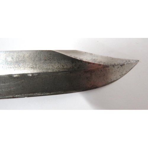 503 - WW2 Australian Combat Knife
7 1/2 inch, single edged, clipped point blade.  The forte marked 