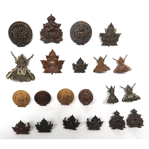 69 - 21 x Canadian WW1 Overseas Battalion Cap And Collar Badges
cap badges consist darkened KC 150 Mont-R... 