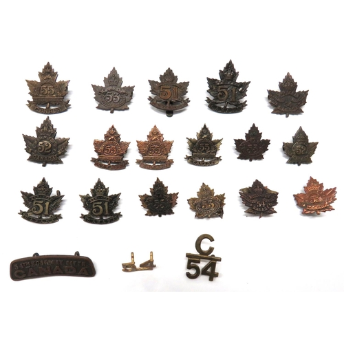 74 - 20 x Canadian WW1 Overseas Battalion Cap, Collar And Badges
cap badges consist darkened KC 51 Edmont... 