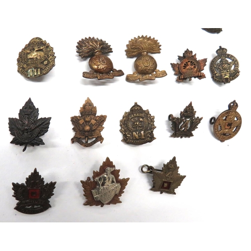 78 - 23 x Canadian Overseas Battalion Collar Badges
including darkened KC No1 Construction Battalion ... ... 