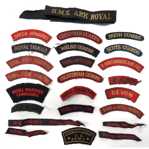 92 - 24 x Printed And Embroidery Shoulder Titles
printed include 2 x Royal Irish Fusiliers ... Green Howa... 