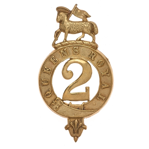 116 - 2nd (Queen's Royal) Regiment of Foot Victorian glengarry badge circa 1874-81.  Good scarce die-stamp... 