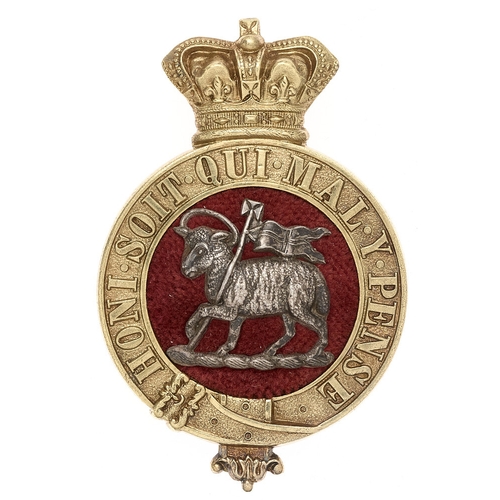 128 - Queen's Royal West Surrey Regiment Victorian Volunteer Officer's glengarry badge.  Fine scarce die-s... 