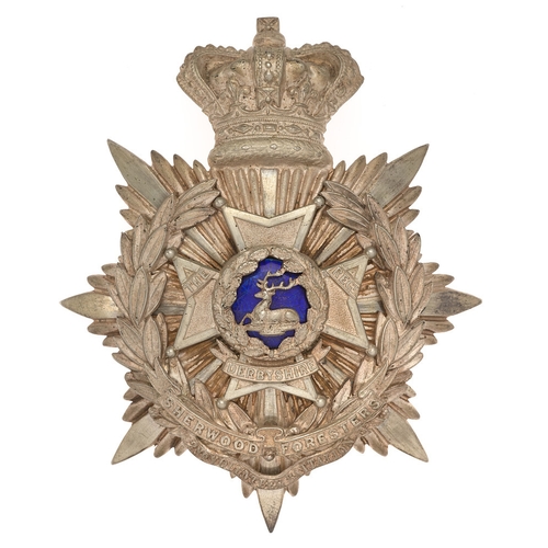 14 - 2nd VB Sherwood Foresters (Derbyshire Regiment) Victorian Officer's helmet plate badge circa 1887-19... 