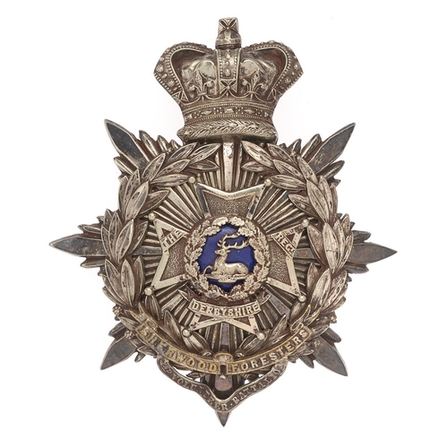 15 - 2nd VB Sherwood Foresters (Derbyshire Regiment) Victorian Officer's helmet plate badge circa 1887-19... 