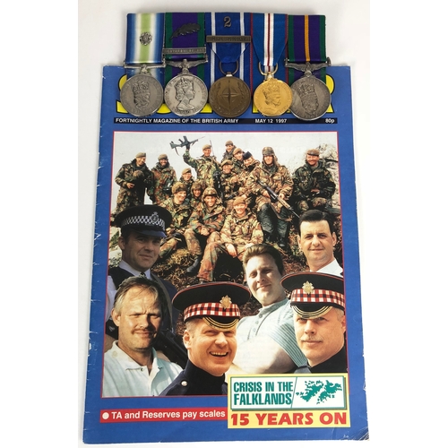 381 - Scots Guards Falklands War Northern Ireland MID Accumulated Campaign Service Medal Group of Five.  A... 