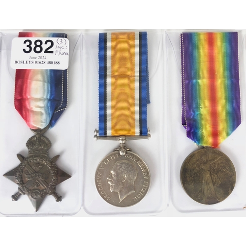 382 - WW1 1st Bn Royal West Kent 1914 Mons Star 1916 Casualty Group of Three Medals.  Awarded to L-8176 PT... 