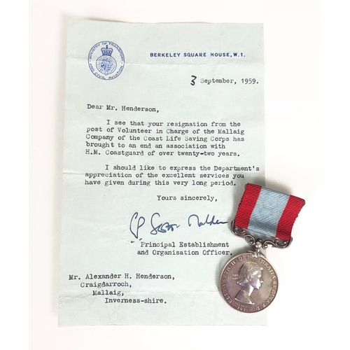 388 - Inverness-shire Coast Live Saving Corps Long Service Medal EIIR.  This example was awarded to ALEXAN... 