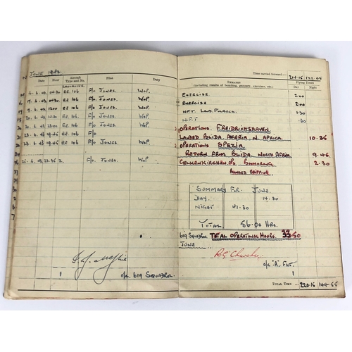 392 - WW2 RAF Bomber Command 619 Squadron Medals, Logbook, Goldfish Club Archive.  Issued to WOP/AG Warran... 