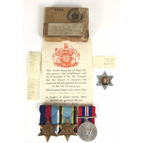 395 - WW2 RAF Bomber Command 1944 7 Squadron Casualty Aircrew Europe Star Medal Group.  Awarded to 1318846... 