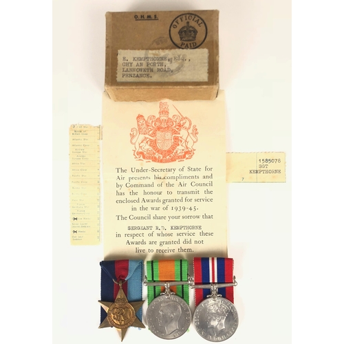 397 - WW2 RAF 21 OTU Navigator Casualty Group of Medals.  Awarded to 1585078 Sergeant Ronald Dunstan Kempt... 