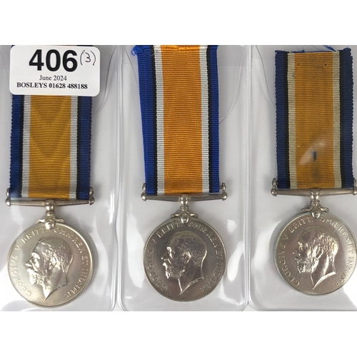 406 - WW1 3 x RNAS British War Medals  Awarded to F.14377 P. TOURLE  AC1 RNAS ... F31171 L SMITH AM2 RNAS ... 