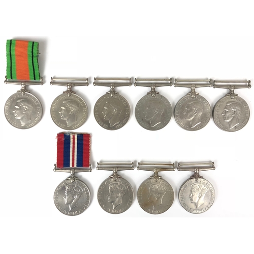 407 - 10 WW2 Defence and War Medals   Comprising: 6 x Defence Medals ... 4 x War Medals. All unnamed as is... 