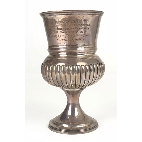 429 - 1855 West Kent Yeomanry Prize Silver Chalice Cup.  This example inscribed PRESENTED BY CAPT THE HONB... 