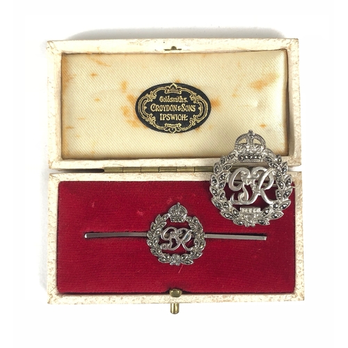 436 - George VI 1937 Marcasite & Silver Brooches.  Comprising: Bar Brooch contained in original 1937 Coron... 