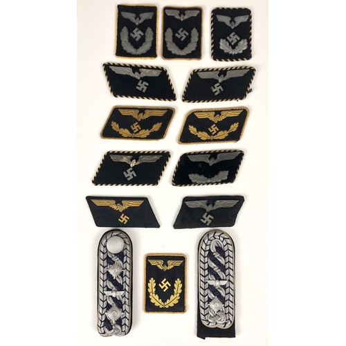 453 - German Third Reich 12 various railway collar patches.  Good selection together with two shoulder str... 