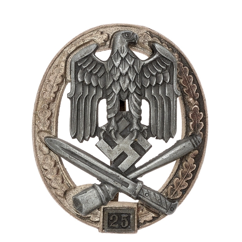 456 - German Third Reich SS / Army WW2 General Assault badge for 25 Engagements.  Good rare die-cast examp... 