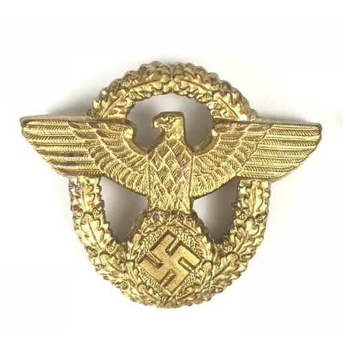 457 - German Third Reich General of Police cap badge by Hermann Aurich.  Good scarce 2nd pattern die-stamp... 