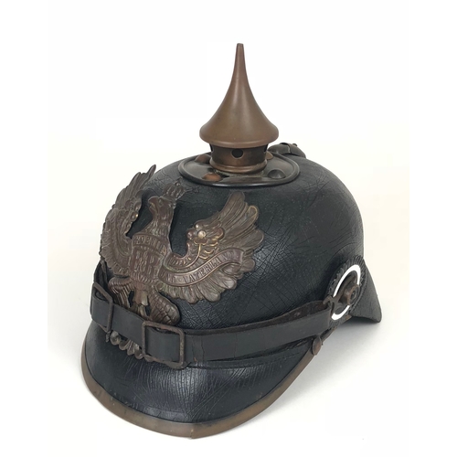 472 - Imperial German Prussian WW1 Other Ranks Pickelhaube.  A good example with brass metal fittings. Com... 