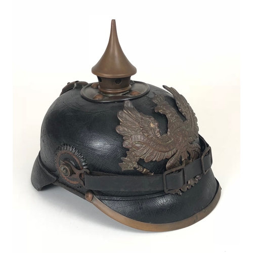 472 - Imperial German Prussian WW1 Other Ranks Pickelhaube.  A good example with brass metal fittings. Com... 