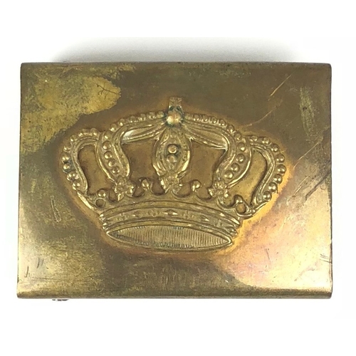 484 - Hess Imperial German WW1 belt buckle. Good scarce rectangular brass body mounted with detachable bra... 