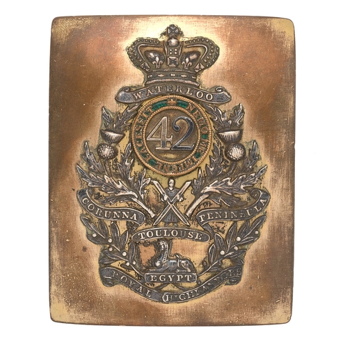 50 - 42nd Royal Highlanders Scottish Officer's shoulder belt plate badge circa 1820-45.  Good rare rectan... 